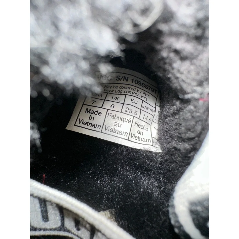 Kids UGG Black Fluffy Furry Slides Slippers Shoes Size‎ 7 Toddler
